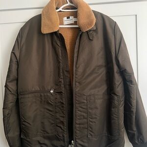 Topman olive green Jacket with Tan Collar
